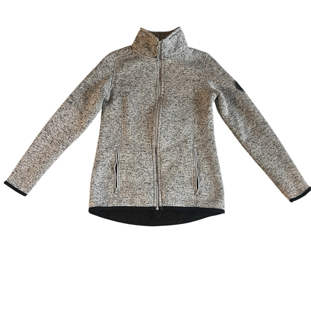 Ascend Women's Size XS Gray Heather Sweatshirt Jacket Sweater Pocket Mock Neck